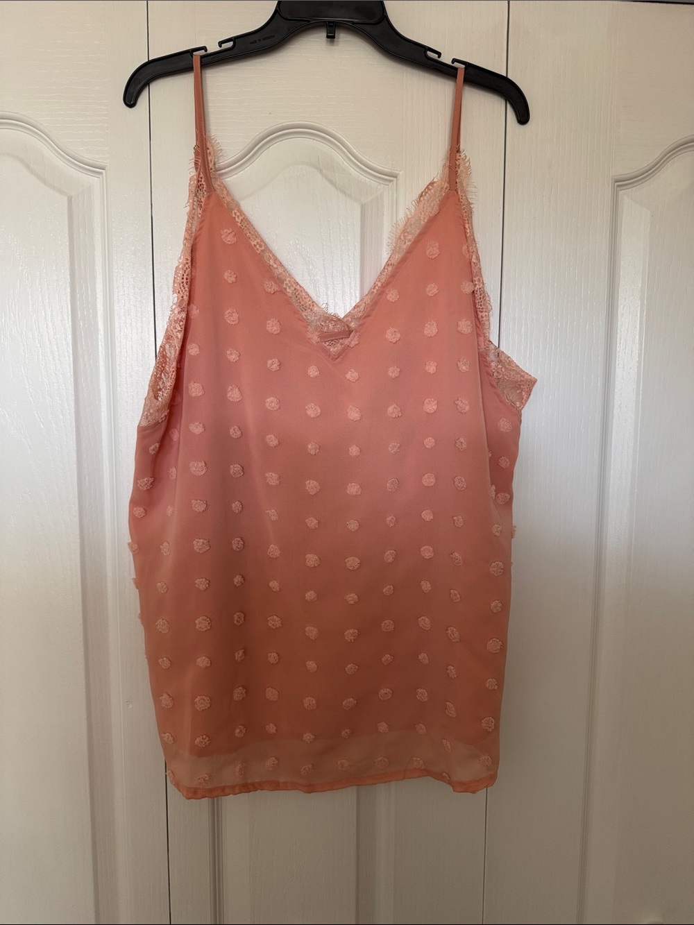 Delicate Lace-Trim Coral Camisole Top